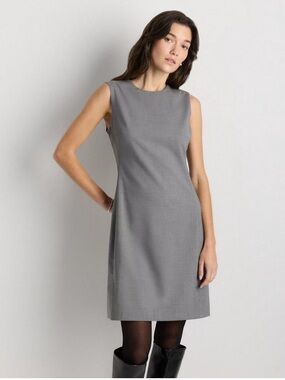 Quince Italian Wool Sleeveless Dress in Grey Melange